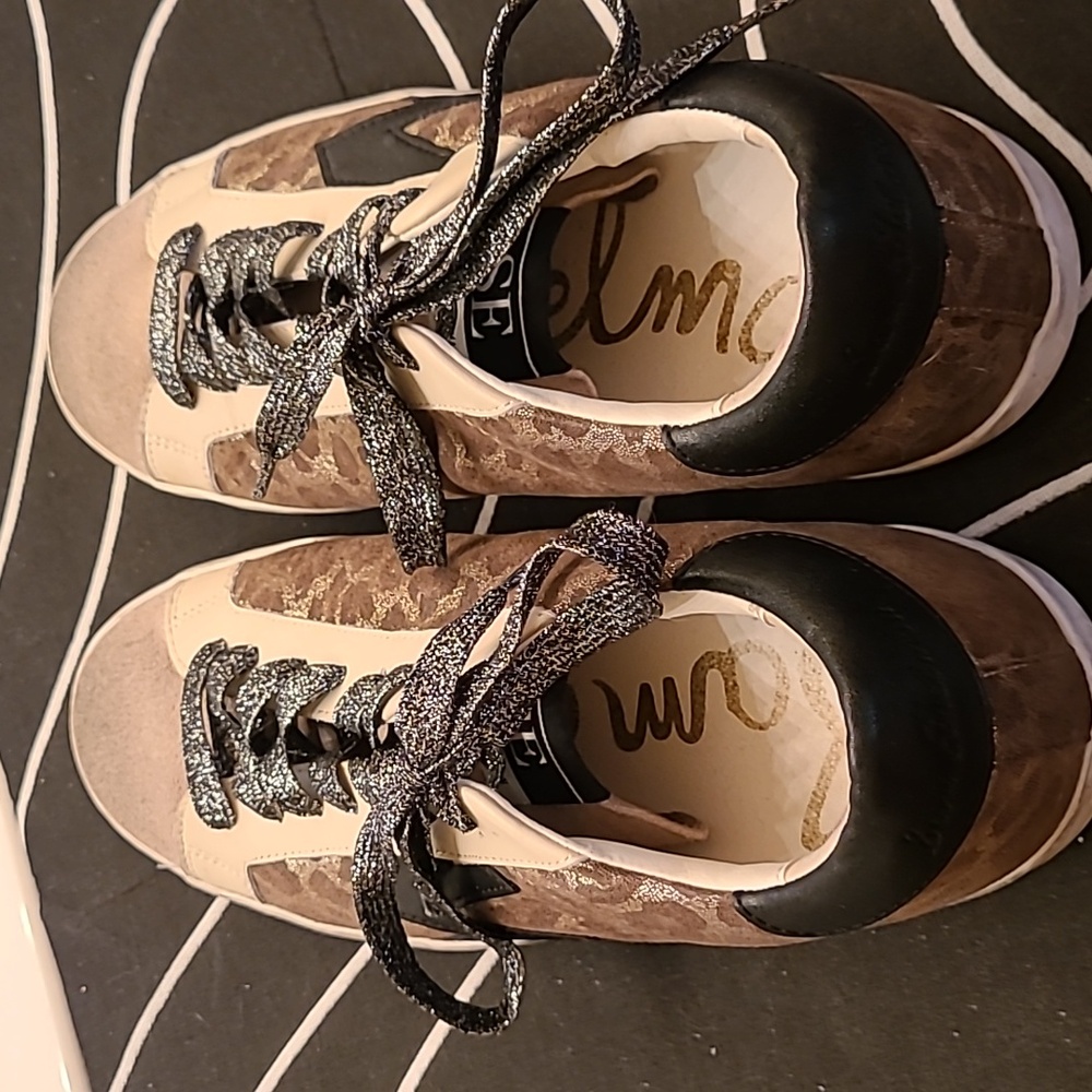 **HOST PICK** Sam Edelman Women's Brown and Beige Distressed  Sneakers Size 8.5